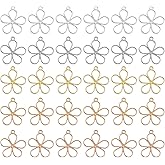 uxcell 30Pcs Alloy Open Bezel Pendants, Sky Flower Open Back Hollow Frame Pendant Geometric for Resin Jewelry Making Earrings Necklace Bracelet DIY, Mixed Color
