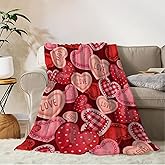 YeeJu Valentines Day Decorative Throw Blanket 50 by 60 Pink Plaid Love Heart Throw Blanket Girlfriend Wife Couple Gift Blanket for Couch Sofa Bed Soft Fleece Blankets and Throws 50x60