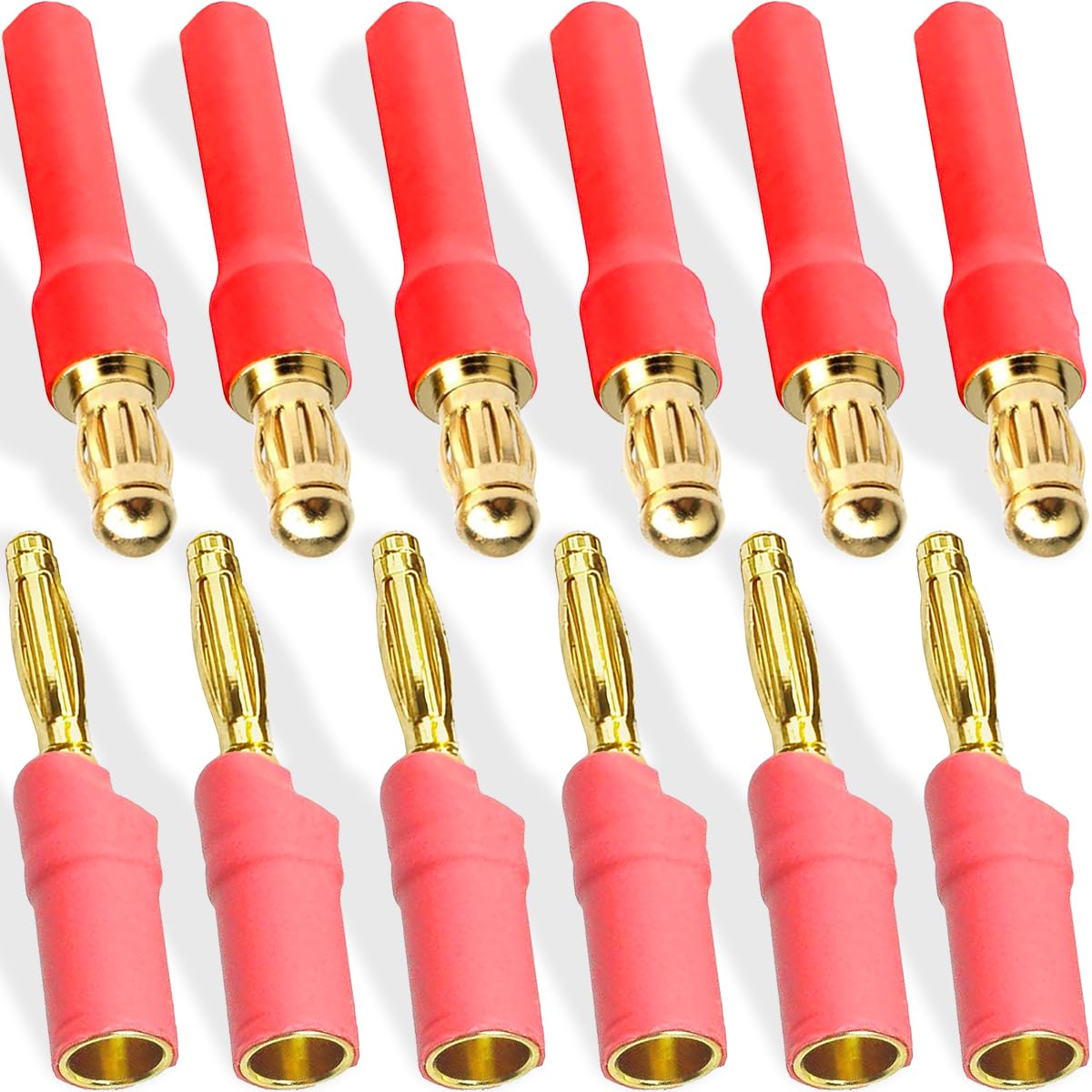 Xiatiaosann 12 Pcs 3.5 mm Bullet Connector to 2mm Banana Connector No Wires 2 mm to 3.5 mm Banana Bullet Plug Male Female Adapter, for ESC Motor RC Car Boat FPV