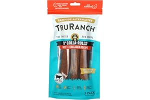 TRURANCH Collagen Rolls - 9" Collagen Rolls for Dogs - Long Lasting Healthy Joint Support Dog Treat - Rawhide Alternative - Skin & Coat Health - Made with Real Beef, 1 Bag, 3 Count