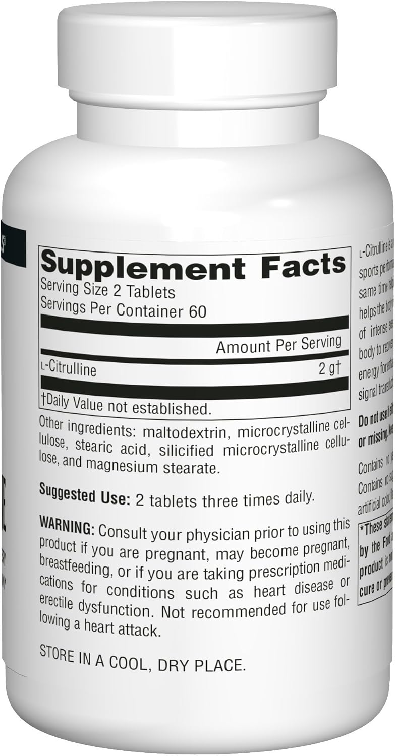 Source Naturals L-Citrulline 1000mg - Nitric Oxcide Booster - 120 Capsules: Health & Personal Care