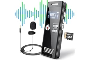 EAKKOR 64GB Digital Voice Recorder,Voice Activated Recorder with Playback,Voice Recorder for Lectures,HD Dual Mic Tape Recording Device,Sound Audio Recorder with Line-in