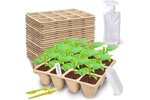 Doubleggs 240 Cells Seed Start Tray, 20 Packs Biodegradable Peat Pots for Seedlings, Organic Germination Plant Starter Kit wi