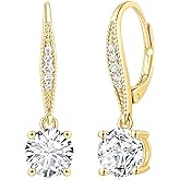 Cossa Dangle Earrings 14K Gold Drop Earrings for Women Disc Dangle Stylish Leverback Earring with Cubic Zirconia Drop Earring A Must-have Fashion Accessory