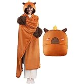 Mewaii Ultimate Softness Capybara Wearable Blanket Hoodie – Expertly Designed for American Body,Full Coverage with Easy Movement,Oversized Warm and Cozy Flannel Blanket,Capybara Gift for Adult