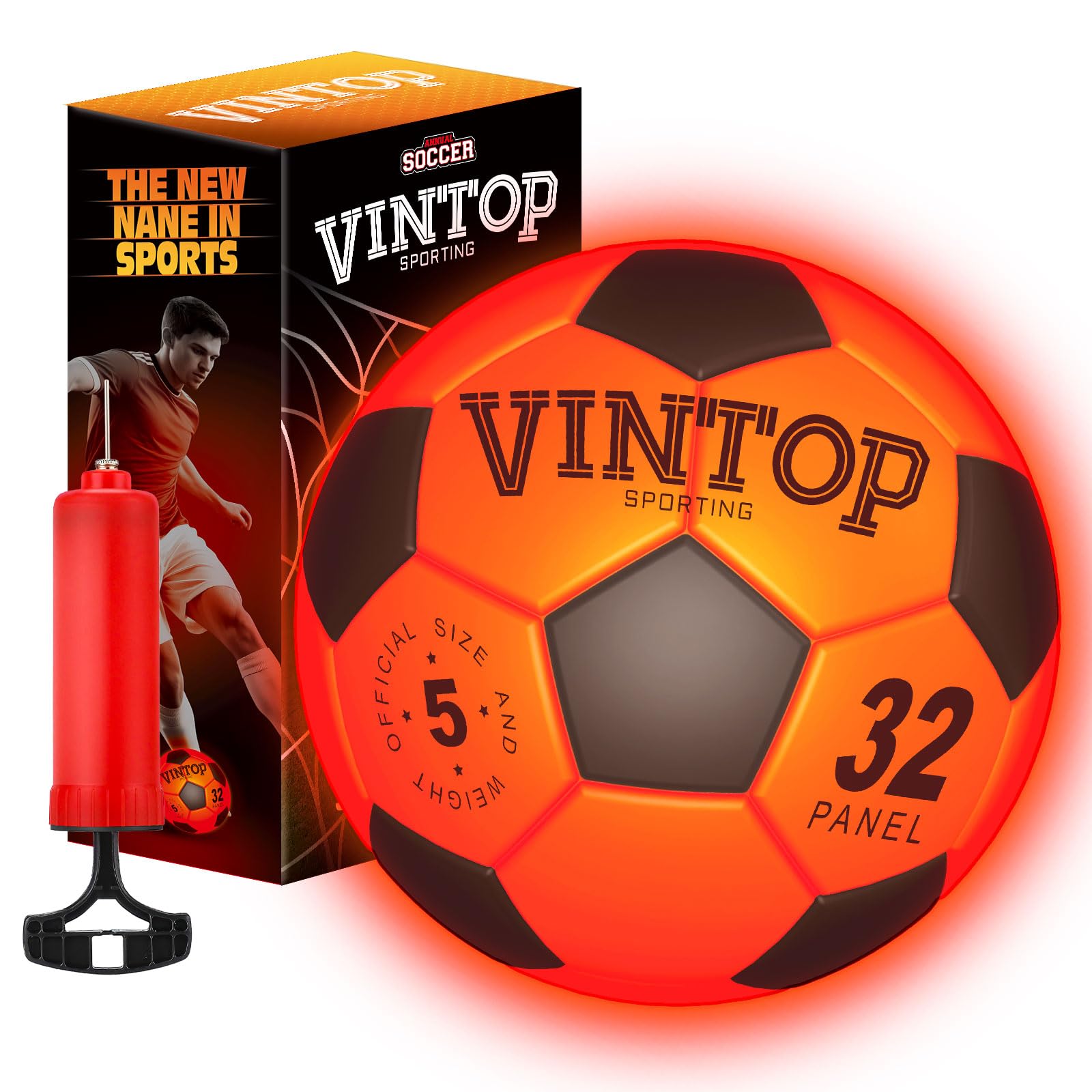 Photo 1 of Vintop  Soccer Ball for Kids Glow in The Dark - No 5 with Pump, Sports and Outdoor Cool LED Light-Up Soccer Stuff, Gift Birthday Ideas for Boy, Girl, Teens