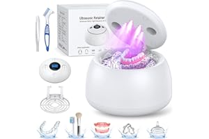 TEBAL Upgraded Ultrasonic Retainer Cleaner Machine, 52kHz Ultrasonic Dental Cleaner Pod for Night Guards, Aligner, Braces, To