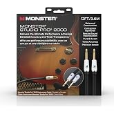 Monster Prolink Studio Pro 2000 Guitar Cable 12 ft Straight to Straight TS Cable, 95% Copper Braided Shield, Duraflex Jacket, Gold-Plated Contacts