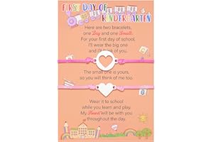 BABYCOP Back to School Supplies, First Day of Kindergarten Bracelet Mommy and Me – Prek Matching Heart Wish Adjustable Bracelet Set, First Day of School Gifts for Girls Boys Mom & Daughter (2PCS)