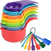 Smithcraft Measuring Cups and Spoons Set, Plastic Measuring Cup Set 15, Mixing Color Dry Measure Cups Spoons, 7 Measuring Cups &amp; 7 Spoons, Kitchen Measure Cup Spoons for Cooking &amp; Baking
