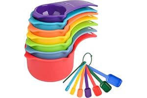 Smithcraft Measuring Cups and Spoons Set, Plastic Measuring Cup Set 15, Mixing Color Dry Measuring Cups Spoons, 7 Measuring Cups & 7 Measuring Spoons, Kitchen Measure Cups Spoons for Cooking & Baking