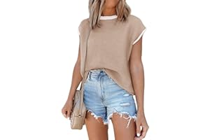 DISAMER Cap Sleeve Knit Sweater Tops Sleeveless Vest Summer Tops 2024 Clothes Oversized Tank Tops Trendy T Shirts