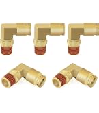 Mytee Products 5-Pack Brass Push-to-Connect Elbow Fittings – 1/2" Tube OD X 3/8" NPT – 90° DOT Air Line