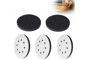 5 Pack 5-Inch Foam Interface Pad, 8-Hole Hook & Loop Sanding Cushion Pad for Random Orbital Sander, Soft Density Buffer Pad, 