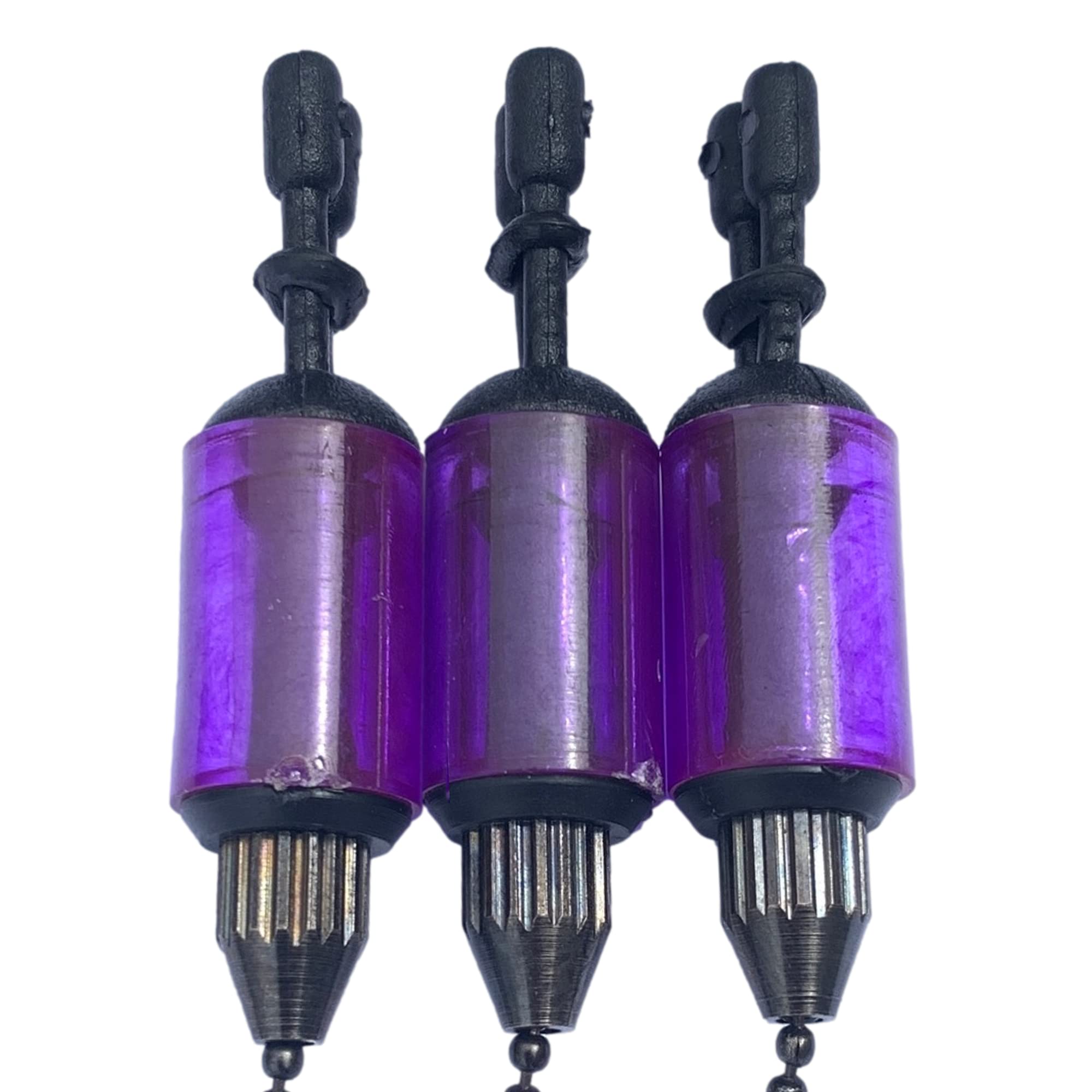 BZS Carp Bobbins Bite Alarm Chain Indicators Fishing Tackle with Black Anodised, Pack of 3 (Purple)