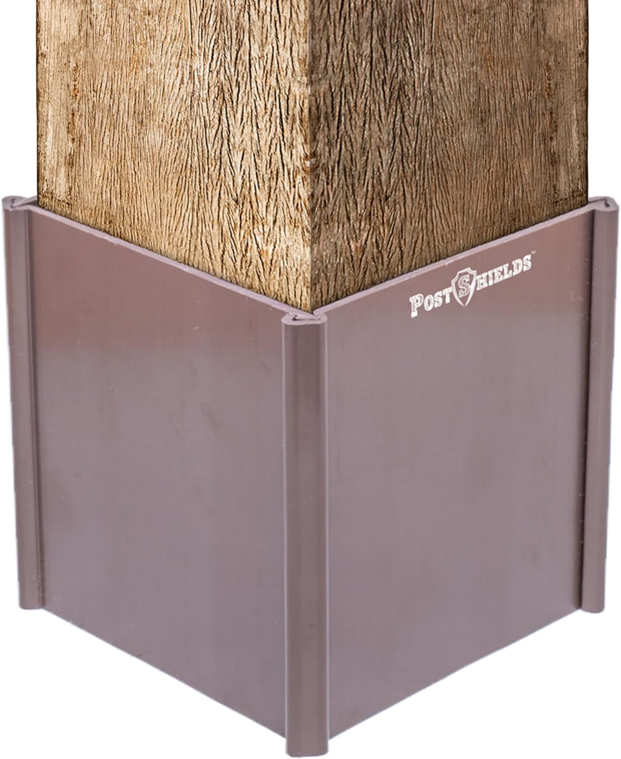 Post Shields 4x4 Post Protector - Fits Standard 3.5"x3.5" Wood or Metal Posts - 4in High - Easy Install, No Tools - Protects Mailbox, Deck and Fence Posts from Lawn Maintenance Equipment Damage