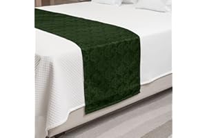 Lunarable Hunter Green Bed Runner, Victorian Damask Rococo Renaissance Swirled Classic Floral Petals Pattern, Decorative Accent Bedding Scarf for Hotels Homes and Guestrooms, Queen, Hunter Green