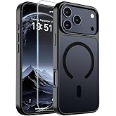 SUPFINE Magnetic for iPhone 18 Pro Max Case/17 Pro Max Case Black | With Screen Protector, Translucent Matte, Compatible with MagSafe, Military Grade Drop Proof, Rugged Shockproof Protective