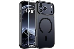 SUPFINE Magnetic for iPhone 17 Pro Max Case Black | With Screen Protector, Translucent Matte, Compatible with MagSafe, Milita