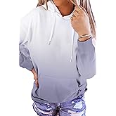 HVEPUO Womens Hoodies Fall Long Sleeve Drawstring Pullover Tops With Pockets Girls' Fashion Loose Casual Sweatshirt For Women