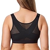 DELIMIRA Women's Inbarely Plus Front Closure Bras Posture Wireless Full Coverage Plus Size Unlined Bra