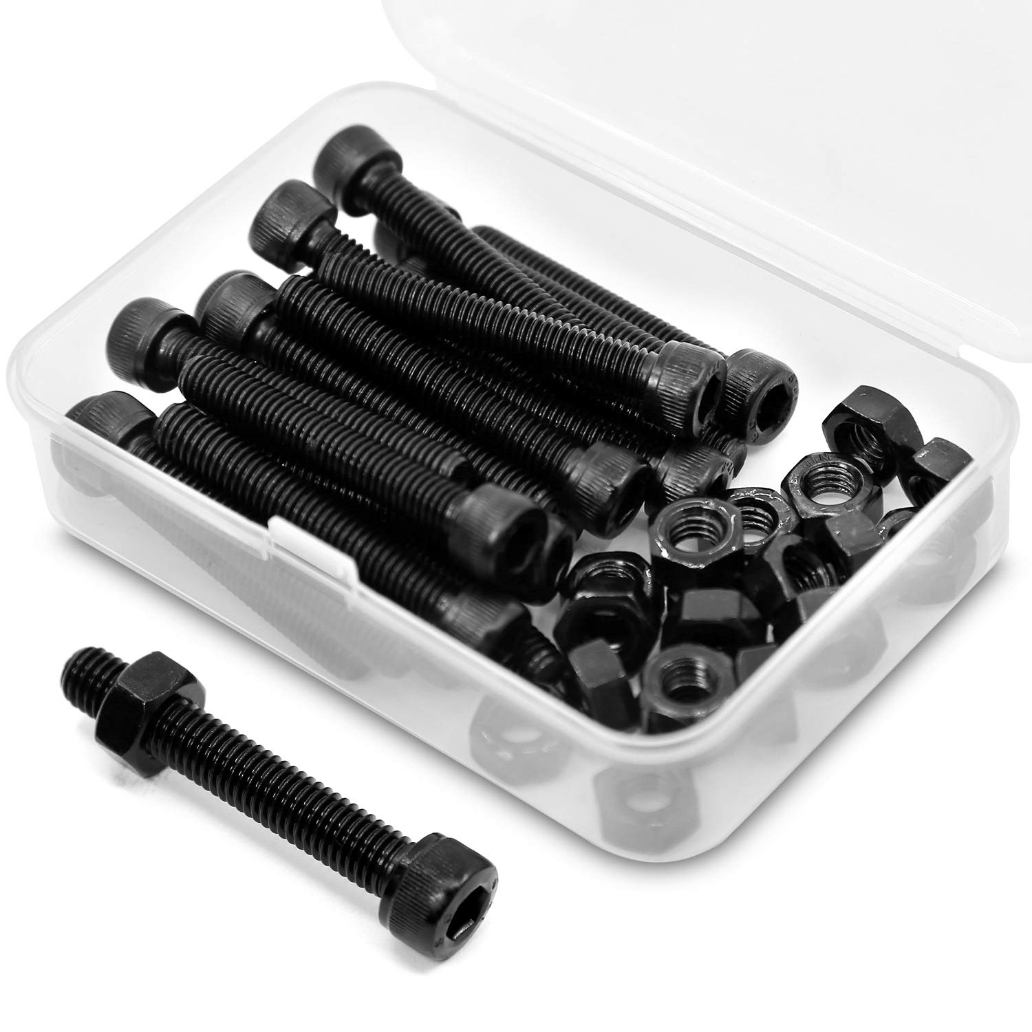 M6-1.0 x 50mm 20PCS Socket Head Cap Screws Bolts and Nuts Set 12.9 Grade Alloy Steel Allen Socket Drive