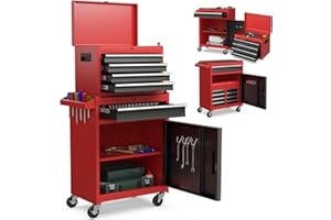 Goplus 5-Drawer Rolling Tool Chest, High Capacity Tool Storage Cabinet w/Removable Chest, Universal Wheels, Locking Mechanic 
