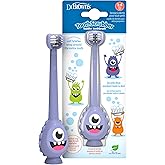 Dr. Brown's ToothScrubber Toothbrush, Three-Sided Toddler Training Toothbrush for Ages 1-4 Years with Suction Cup Base and Co