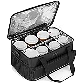 Trunab Reusable 8 Cups Drink Carrier for Delivery with Adjustable Dividers, Handle with Carrying Strap Tote Holder Insulated Bag for Beverages,Food Take Out,Outdoors
