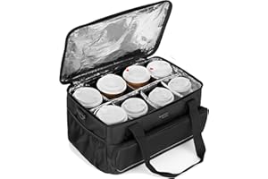 Trunab Reusable 8 Cups Drink Carrier for Delivery with Adjustable Dividers, Handle with Carrying Strap Tote Holder Insulated Bag for Beverages,Food Take Out,Outdoors