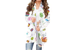GENERIC 2024 Cute Easter Cardigan for Women,Ladies Long Sleeve Coat with Easter Print for Spring,Summer Girls Trendy Sweater