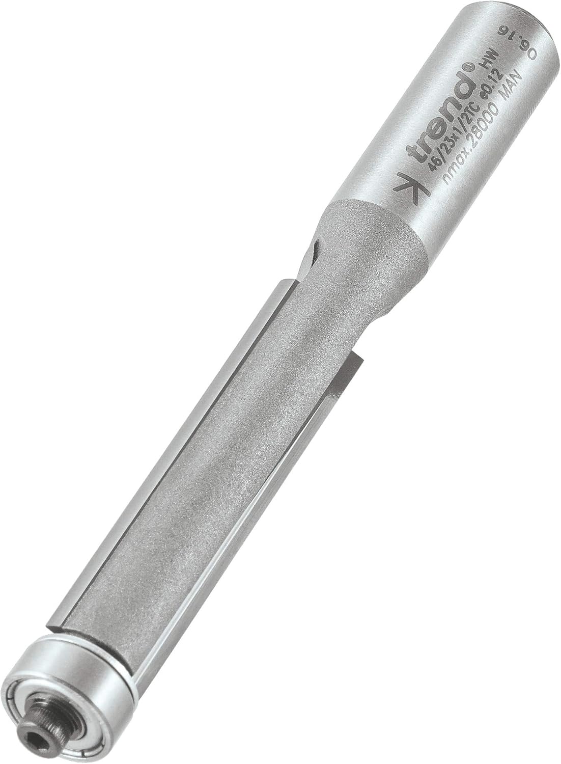 Trend Professional Guided Trimmer, 1/2 Inch Shank, 12.7mm Cut Diameter, 50mm Cut Length, Tungsten Carbide Tipped, 46/23X1/2TC