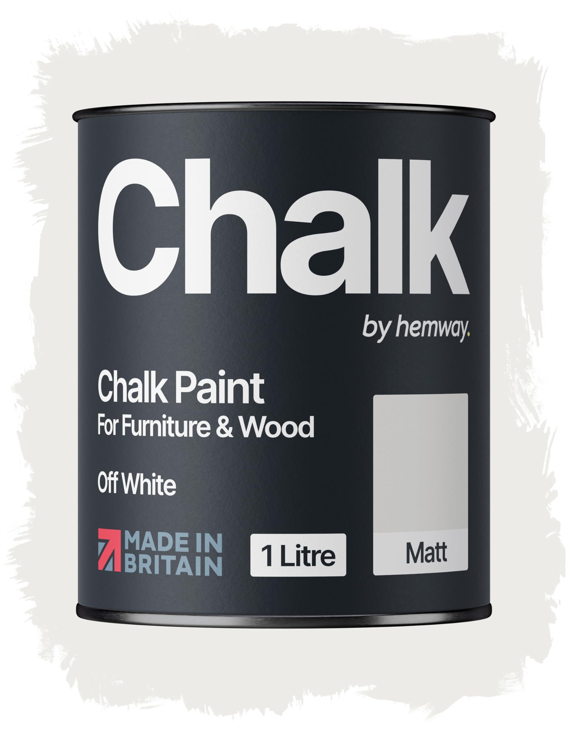 Hemway Chalk Paint Off White Furniture Paint 1L, Matt Finish Shabby Chic, Chalk Furniture & Walls, Quick Dry & 1 Coat