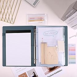 SKYDUE 3 Ring Binder with Clipboard, PU Clipboard