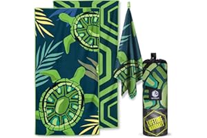 VENTURE 4TH Microfiber Beach Towel: Quick-Dry, Compact, Sand-Free, Absorbent, Sandproof and Lightweight - Perfect for Camping, Beach, and Roadtrips (Navy Turtle Design | 35x78 inches)