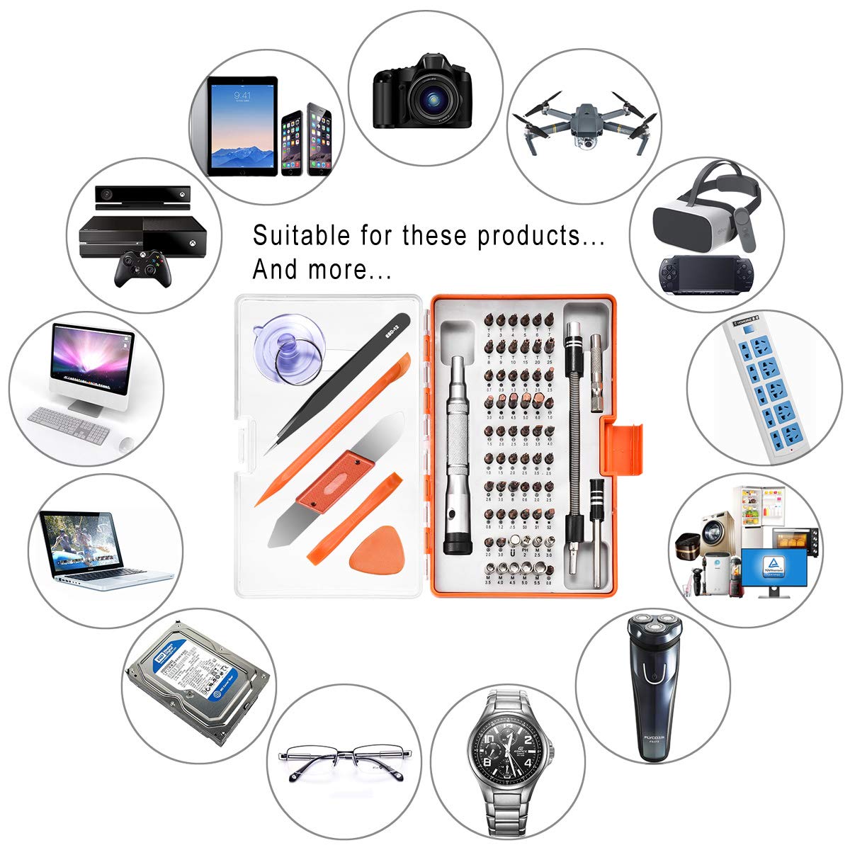 70 in 1 Precision Screwdriver Set,Repair Tool Kit,Professional Electronic Magnetic Driver Kits for iPhone/Cell Phone/iPad/MacBook/Computer/PC/Tablet/Watch/PS4/DIY Open Pry Replace Screen Camera