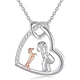 Animal and Human Necklace Sterling Silver 925 Cute Animal Necklaces Jewelry Gift For Women