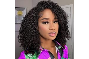 XNAIRA Kinky Curly Half Wig Human Hair 3 In 1 Seamless Flip Over Half Wigs Drawstring Curly Half Wigs for Women Human Hair Glueless Wear and Go Half Up Half Down Headband Wig Human Hair