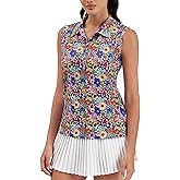 Moydan Womens Golf Polo Shirts Sleeveless Tennis Button Down Moisture Wicking Workout Tops