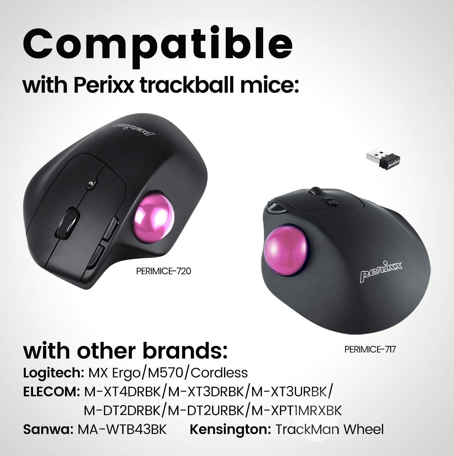 perixx PERIPRO-303 GPK Small Trackball, 1.34 Inches Replacement ball for PERIMICE and M570, Glossy Pink - Image 5