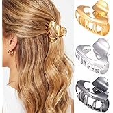 BARTOSI Small Metal Hair Clips Gold Claw Clips Nonslip Cute Hair Claw Clips Fashion Hair Accessories for Women and Girls (Pack of 3)