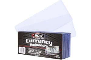 BCW Currency Topload Holder - 50ct | Clear Rigid PVC Protective Sleeve for Standard US Dollar Bills | Archival Safe, Scratch-Resistant Display Toploader for Paper Currency Collectors
