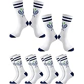 Shihanee 6 Pairs Funny Tennis Socks for Women Novelty Casual Crew Socks for Tennis Lovers Birthday Holiday Valentine's Day Gift