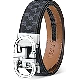 ITIEZY Ratchet Belts for Men - Leather Click Belt for Casual Dress 1 3/8", Mens Adjustable Belt Trim to Fit