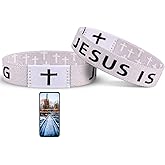 Pmormyy Daily Bible Verse Jesus is King Bracelet, Christian Jesus Wearable Bracelet Wristband for Women Men