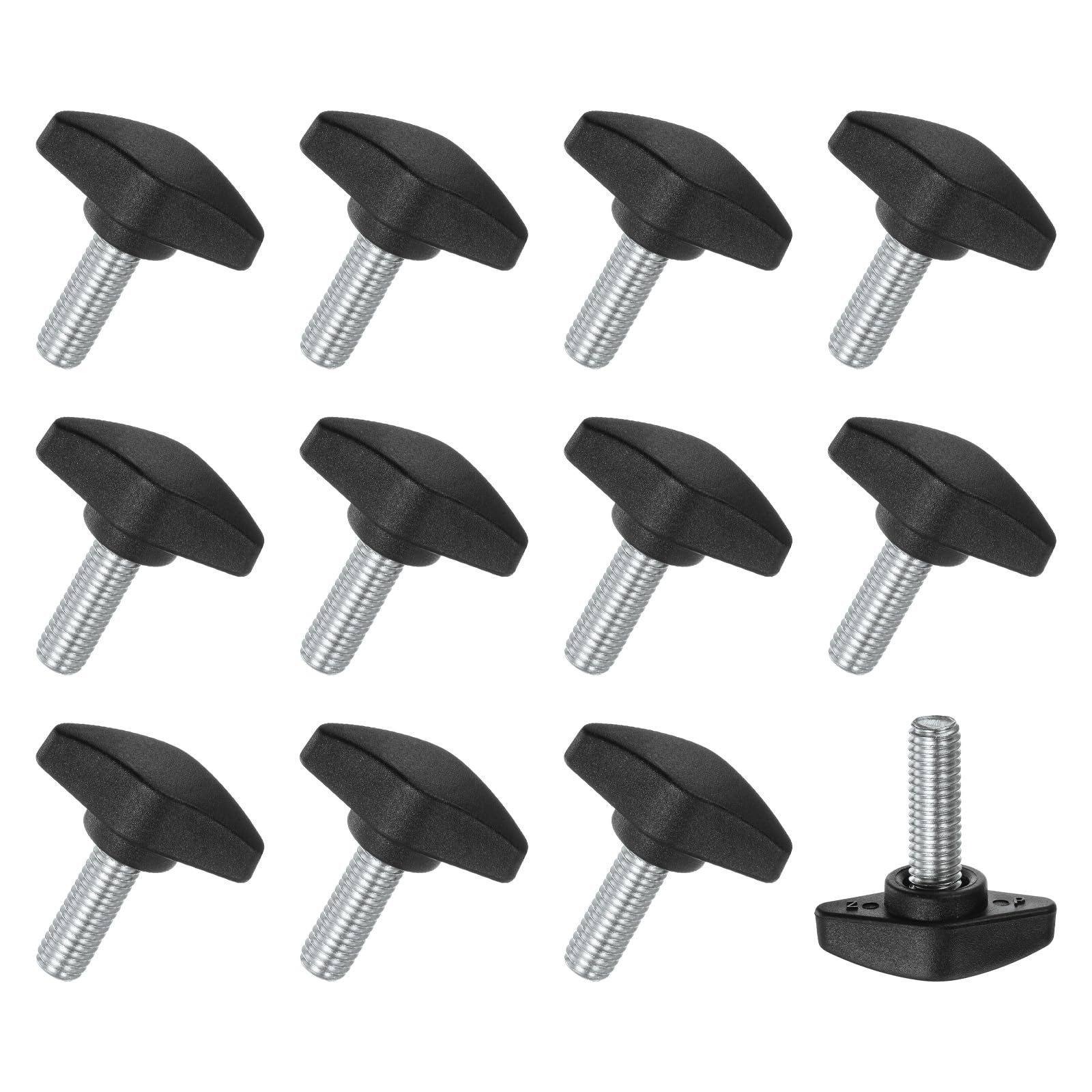M METERXITY 12-Pack Thumb Screws, M8x20mm Tee Wing Knobs, Plastic T Handles Clamping Knob for Woodworking/Machinery/Equipment, Tightening Thread Thumbscrew [Black] — image 1