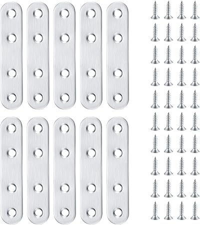 Xiaomoyu 10Pcs Stainless Steel Corner Braces L Shape 77x16mm with Screws