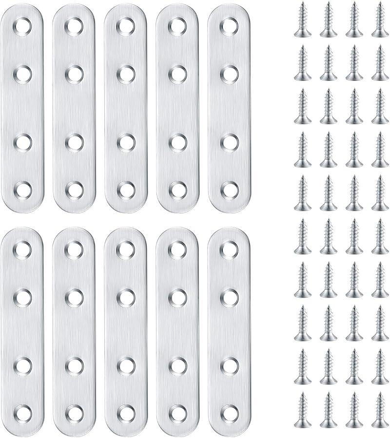 Xiaomoyu 10Pcs Stainless Steel Corner Braces L Shape 77x16mm with Screws