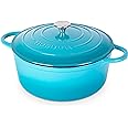 Cast Iron Dutch Oven with Lid – Non-Stick Ovenproof Enamelled Casserole Pot – Sturdy Dutch Oven Cookware – Blue, 7.3-Quart, 30cm – by Nuovva