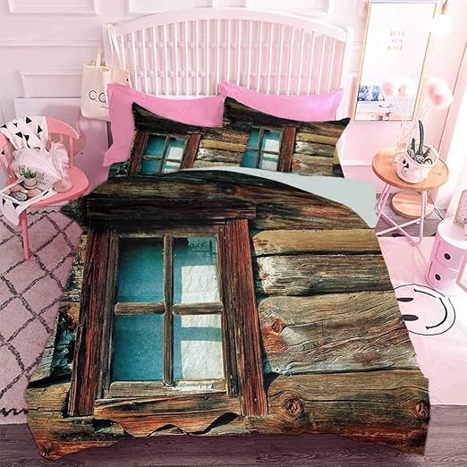 Hiiiman - Ropa de cama con una sola ventana con una cortina blanca